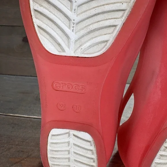 crocs rio womens size 10 shoes coral pink slip on pointed comfort work flats - Picture 7 of 9